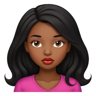 A black girl with plump lips and long lashes with long black hair sticker