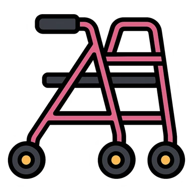 pink rolling walker, clear and simple icon style sticker