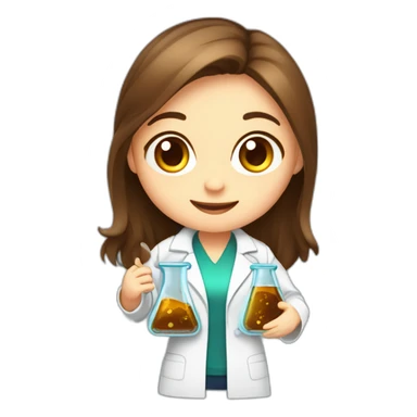 Cute Chemist Lab girl long brown hair chemistry analysis experiment holding flask sticker