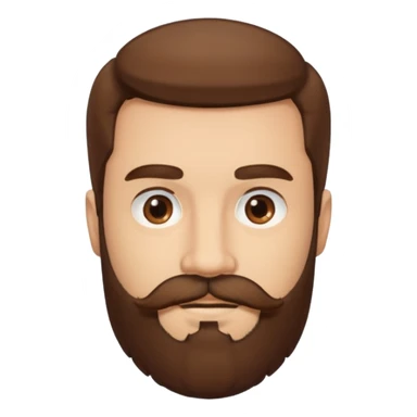 A light-skinned man with thick brown hair styled to the side, brown eyes, and a full beard with a matching mustache. sticker
