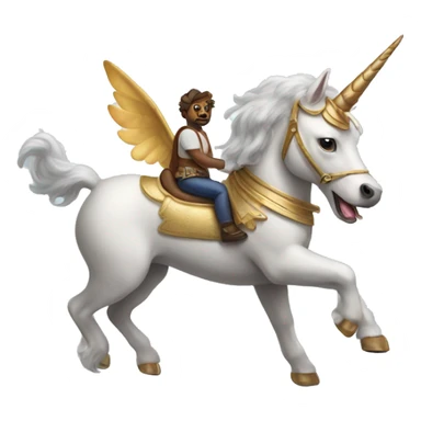 dog riding a unicorn sticker