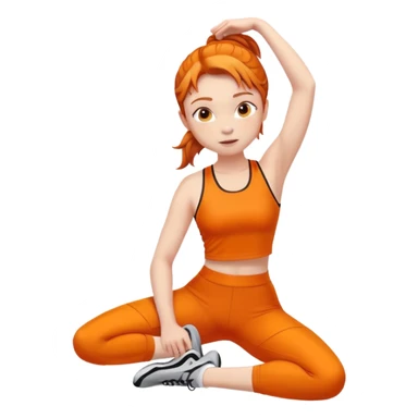 Ginger gym girl stretching orange outfit sitting sticker