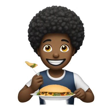 Afro american guy eating sticker