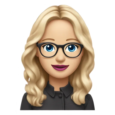 Happy Jennifer Lawrence,  blue eyes wearing glasses and pink lipstick  sticker