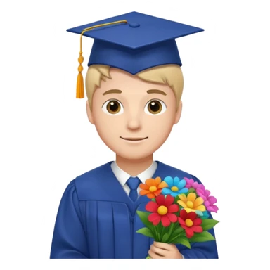 Graduated Students, Male,wearing graduation cap, holding bouquet of flowers
 sticker