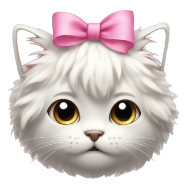 A cute fluffy cat with a pink bow sticker