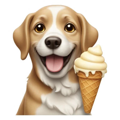 happy dog with ice cream sticker