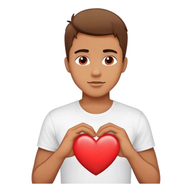 A guy wearing white T-shirt where there is written I love you Asu with red heart sticker