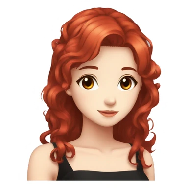 Anime girl red hair brown eyes black dress night sticker