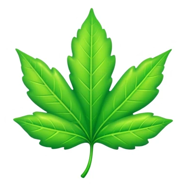 A neon green leaf emoji, iPhone emoji style, glossy and smooth, cartoonish, vibrant neon green color, high detail, simple and cute design, isolated on white background, centered c

 sticker