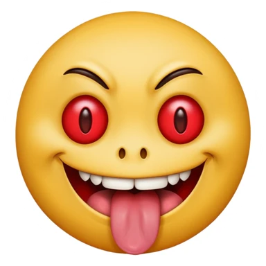 Insane smiley face who’s greedy and has red tired eyes evil with tongue out  sticker