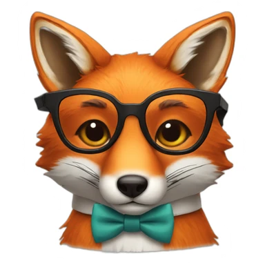 fox with a bow tie and glasses sticker