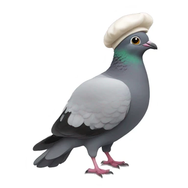 Chonky pigeon with a bread hat like a cat sticker