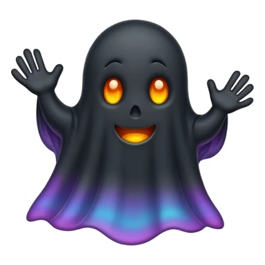 cartoon black ghost with a wavy bottom sticker