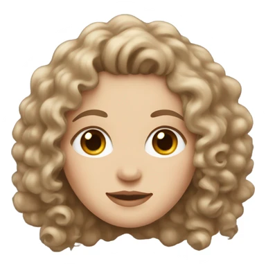 A white girl with a bit curly brown hair, brown eyes sticker