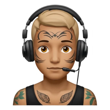 headphone and tattoes on face sticker
