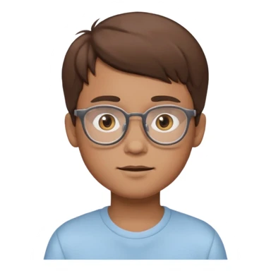 cartoon boy with brown hair, brown eyes, glasses,pastel toon style sticker