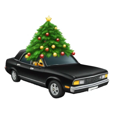 Christmas black car with Christmas tree sticker