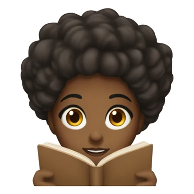 A black woman with brown and black hair reading a book sticker