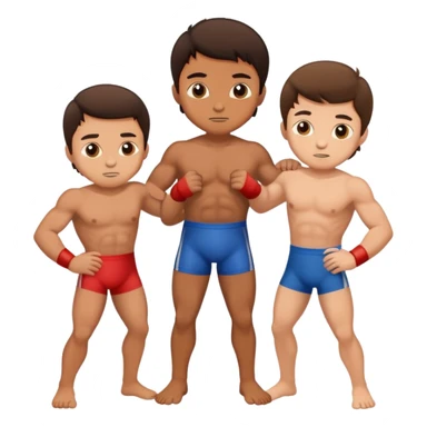 Three young brunette brothers wrestling  sticker