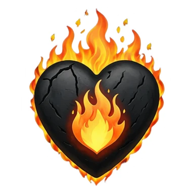 black heart on fire sticker