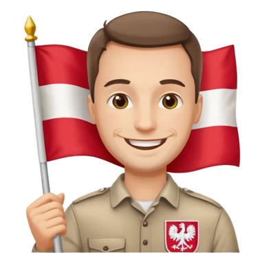 ultra realistic polish man with poland flag sticker