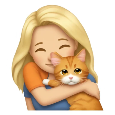Blonde girl hugging her orange maine coon with a heart around them sticker