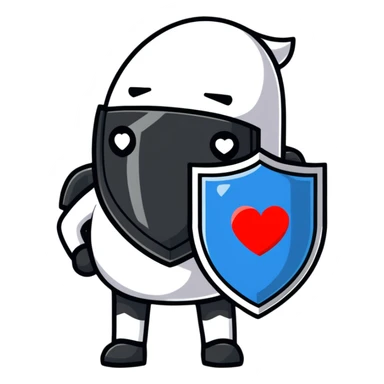 AI agent character with a shield and heart symbolizing protection and support for reporting child abuse sticker