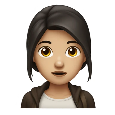 Girl with very dark and sad brown hair sticker