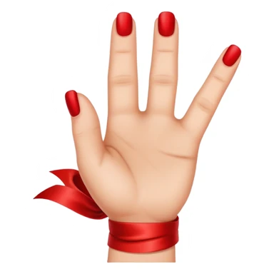 index finger with red ribbon sticker