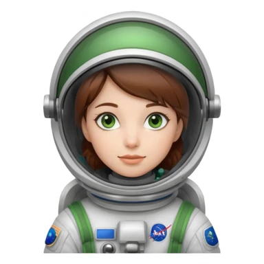 Astronauts, Young, female, white skin, green eyes, brown hair sticker