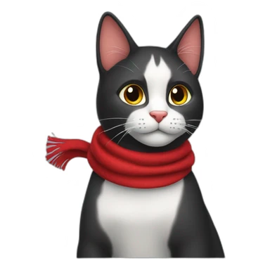 Gato negro con bufanda roja sticker