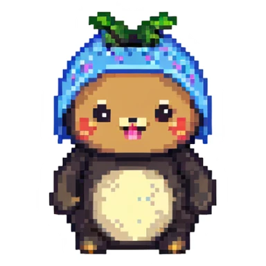 festive and lively tung tung tung sahur in pixel art style sticker