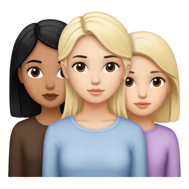 3 girls, a blond, a brunette, and black hair. All 3 are pretty sticker