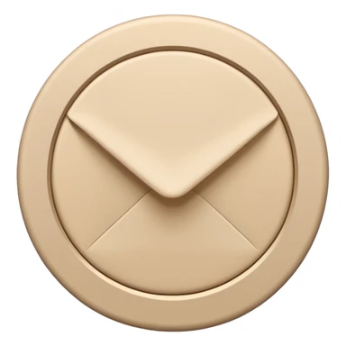 light beige envelope with round seal, minimalist design sticker