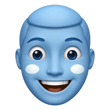 Blue face with open smile  sticker