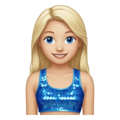 Close from Bratz with long light blonde hair, light skin, blue eyes, blue sequin crop top sticker