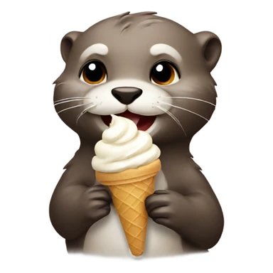 Otter eating ice cream sticker