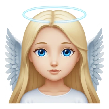 Straight long blonde hair and blue eyes girl angel sticker