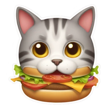 cat eat burger sticker