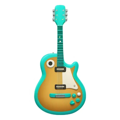 an aqua-colored guitar sticker
