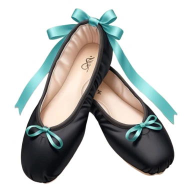 cinematic-realistic-ballet-shoes,-soft-satin-black-pointe-shoes-with-delicate-ribbons,-resting-gently-on-a-polished-wooden-floor,-subtle-creases-in-the-fabric,-glowing-under-the-warm-golden-light-of-a-rehearsal-studio,-evoking-ele sticker