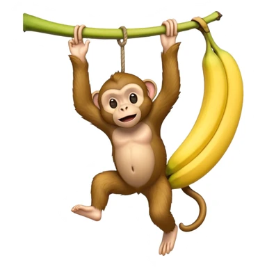 Monkey hanging from a giant banana sticker