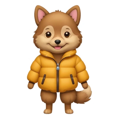 a full body of cute dog with puffer clothes sticker