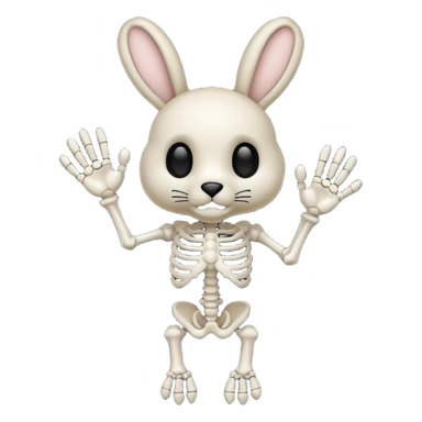 Emoji tête de peluche Lapin squelette noire qui fait bonjour de la main  sticker