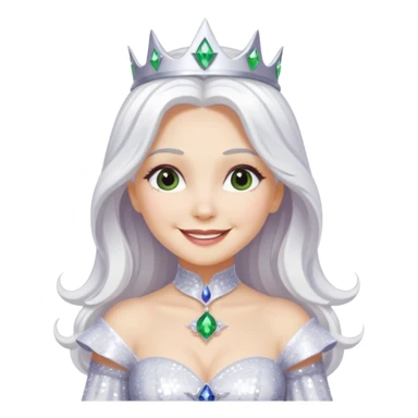The Good Witch from Oz with long white hair, white sequin outfit sticker