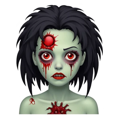 Mulher zumbi com pés escura ferimentos e um cabelo crespo cabelo preto  sticker