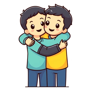 Boy hugging a boy sticker