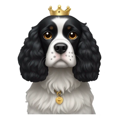 Small completely black king spaniel with black fur on his whole face and white fur on chest sticker