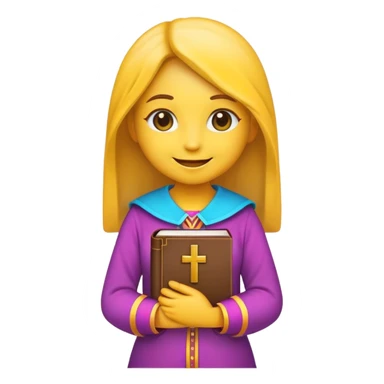 GIRL EMOJI SMILEY FACE WITH BIBLE AND COLORFUL OUTFIT sticker
